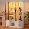 REDOM Vitrine Aufbewahrungsschrank 120x200x32 cm mit 6 Türen, Glasfront, LED, Weiß (Packung, 1-St, Stauraum mit integrierter Kippsicherung) Schlanke 200cm Vitrine, Elegante Präsentation für Sammlerstücke Bild 5