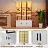 REDOM Vitrine Aufbewahrungsschrank 120x200x32 cm mit 6 Türen, Glasfront, LED, Weiß (Packung, 1-St, Stauraum mit integrierter Kippsicherung) Schlanke 200cm Vitrine, Elegante Präsentation für Sammlerstücke Bild 2