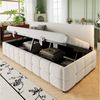 KLAM HOME Schlafsofa Modernes Schlafsofa Mit Hydraulischem Stauraum In Samt, 90x200cm Polsterbett Ohne Armlehnen Im Karo Design, Multifunktionales Einzelbett Als Sitz- Und Schlafmöbel Bild 5
