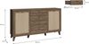 Forte GLENKEEN Sideboard 160, Sideboard im Boho-Stil mit Rattangeflecht, 4 Schubladen, 2-türig, Holzwerkstoff, Valencia Eiche Holzdekor| Naturrattan, 159,2 cm breit x 87,2 cm hoch x 42 cm tief Bild 5