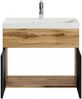 Badplaats Badmöbel Set mit Waschbecken und Unterschrank Montreal 01 60 x 35 cm Eiche mit Schwarz Matt - Waschbeckenunterschrank mit Waschbecken Bild 2
