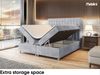 MEBLINI Boxspringbett ASTON 120x200 cm mit Bettkasten - H4/Hellgrau Samt Polsterbett - Doppelbett mit Topper & Taschenfederkern-Matratze Bild 5