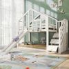 Kinder Hochbett Baumhaus mit Rutsche und Aufbewahrung, Weiß 90×200 cm, Etagenbett mit Treppe und Schubladen Bild 5