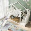 Kinder Hochbett Baumhaus mit Rutsche und Aufbewahrung, Weiß 90×200 cm, Etagenbett mit Treppe und Schubladen Bild 3