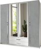 Drehtürenschrank >Duo< in WEISS + BETON-NB LICHTGRAU - 179x199x58cm (BxHxT) Bild 2