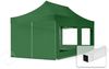 3x6 m Faltpavillon, ECONOMY Stahl 30mm, Seitenteil mit Panoramafenster, dunkelgrün Bild 1