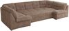 Mks Möbel 'Morbido U' Wohnlandschaft mit Schlaffunktion und Topper, 340 x 206 x 93 cm, Braun, Cord Bild 5