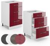 Küchenunterschrank Fame-Line Bordeaux Hochglanz 50 cm ohne Arbeitsplatte Vicco Bild 5