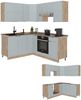 Eckküche Fame-Line Hellblau-grau/Goldkraft Eiche 190 x 60 cm , AP Anthrazit Vicco Bild 5