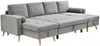 Vente-unique - KORI Sofa Stoff Grau - B 146 cm x H 85 cm x L 288 cm Bild 5