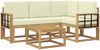 vidaXL Outdoor-Sofagarnitur mit Kissen 5 pcs Weiß und Creme 3387604 Bild 2