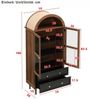 Merax Hochschrank Retro Sideboard Kommode mit walnussfarbener Holzmaserung (1-St) Aufbewahrungsschrank mit 2 gewölbter Glastür, 2 Schubladen,70×38×165cm Bild 4