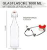 mikken Trinkflasche Set Glasflaschen 1 Liter mit Bügelverschluss 1000 ml, Luftdicht, wiederverwendbar Bild 4