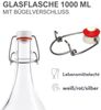 mikken Trinkflasche Set Glasflaschen 1 Liter mit Bügelverschluss 1000 ml, Luftdicht, wiederverwendbar Bild 3