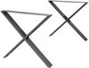 ECD Germany Tischbein 2er Set Tischfüße X-Design pulverbeschichtete Stahl Industriedesign, Tischgestell Kreuzgestell 60x72 cm Anthrazit Metall Tischkufen Bild 3