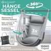 KESSER® 'Haiti' Hängesessel, 360° drehbar, UV-beständig & wasserfest, inkl. 2 Kissen, Tragetasche, Flaschenhalter & Montage-Set, grau/anthrazit, bis 150 kg belastbar Bild 2