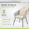 Juskys Rope Stühle 2er Set - Gartenstühle mit Seilgeflecht & Polster – wetterfester & bis 160 kg belastbar - Stahl mit Pulverbeschichtung - Hellgrau Bild 2