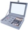 Yudu Aufbewahrungsbox Schmucktablett Schmucklade Schmuckkästchen mit Glasdeckel grau Bild 5