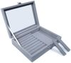 Yudu Aufbewahrungsbox Schmucktablett Schmucklade Schmuckkästchen mit Glasdeckel grau Bild 2