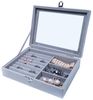 Yudu Aufbewahrungsbox Schmucktablett Schmucklade Schmuckkästchen mit Glasdeckel grau Bild 4
