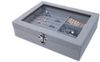 Yudu Aufbewahrungsbox Schmucktablett Schmucklade Schmuckkästchen mit Glasdeckel grau Bild 3