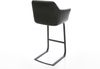 Barstuhl Yulo-Flex Echt-Leder Schwarz Freischwinger flach Metall Bild 5