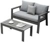 MeXo Gartenlounge-Set Aluminium Balkonmöbel Set Wetterfest, (Einteiliges Premium Sitzkissen 10cm, 2-tlg, Loungetisch 100x50 cm), Balkon Lounge Set klein, Balkonsofa 2 Sitzer Bild 2