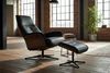 KAWOLA Relaxsessel FERREIRA Drehsessel Leder schwarz mit Hocker 106 x 84 x 78 cm Bild 2