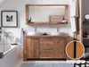 Badmöbelset 2-teilig Osbon massivum Akazie Massivholz braun silber Waschtisch mit Spiegel 140 x 76 x 50 cm Badezimmer Möbel Set Landhaus Bild 1