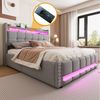 HAUSS SPOLE Polsterbett 160x200cm mit LED-Beleuchtung und USB-Steckdose, Leinenstoff Hellgrau (Stauraumbett mit LED-Beleuchtung, USB-Steckdose, Stauraum und 4 Schubladen, 160 x 200 cm), ohne Matratze Bild 3
