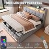 HAUSS SPOLE Polsterbett 160x200cm mit LED-Beleuchtung und USB-Steckdose, Leinenstoff Hellgrau (Stauraumbett mit LED-Beleuchtung, USB-Steckdose, Stauraum und 4 Schubladen, 160 x 200 cm), ohne Matratze Bild 2