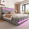 HAUSS SPOLE Polsterbett 160x200cm mit LED-Beleuchtung und USB-Steckdose, Leinenstoff Hellgrau (Stauraumbett mit LED-Beleuchtung, USB-Steckdose, Stauraum und 4 Schubladen, 160 x 200 cm), ohne Matratze Bild 5