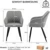CLIPOP Esszimmerstühle 4er Set Leinen Bezug Armlehne Metallbeine Polstersessel Bild 3
