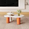 Merax Wolkenförmige Couchtischkombination, lackierte MDF- und PVC-Beine, multifunktionale Couchtischkombination, Beistelltisch, Weiß+Orange Bild 2