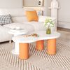 Merax Wolkenförmige Couchtischkombination, lackierte MDF- und PVC-Beine, multifunktionale Couchtischkombination, Beistelltisch, Weiß+Orange Bild 5