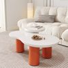 Merax Wolkenförmige Couchtischkombination, lackierte MDF- und PVC-Beine, multifunktionale Couchtischkombination, Beistelltisch, Weiß+Orange Bild 3