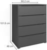 Kommode Ruben Anthrazit 48 x 101.6 cm mit 4 Schubladen Vicco Bild 3