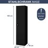 Aktenschrank abschließbar ALEX - 5 Ebenen verstellbar, Flügeltüren | Metallschrank Werkstatt Mehrzweckschrank Büroschrank aus Stahl Werkzeugschrank, 185x45x40cm Schwarz Bild 2