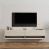 Calicosy Hängendes TV-Möbel mit 2 Klapptüren, Travertin-Dekor L141 cm - ARGES - Beige Bild 2
