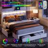 Gdood Polsterbett Stauraumbett Doppelbett, LED (Multifunktionsbett), Mit USB + TYPE-C Laden, 3 Schubladen, Leinen, 160x200 cm Bild 3