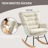 Schaukelstuhl mit Holzkufen Chenille Bezug Ergonomische Rückenlehne 120 kg Tragkraft Beige Bild 3