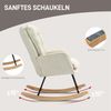 Schaukelstuhl mit Holzkufen Chenille Bezug Ergonomische Rückenlehne 120 kg Tragkraft Beige Bild 2