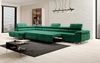 Designer Sofa Maxi mit Schlaf - und Klappfunktion Grün Samt Links Bild 4