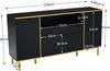 Sideboard 150x40x80 cm, Hochglanz Schwarz mit goldenen Akzenten, 4 Türen, 1 Schublade und LED-Beleuchtung Bild 3