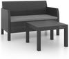 vidaXL 2-tlg. Garten-Lounge-Set mit Kissen PP Rattan Anthrazit 3079667 Bild 2