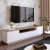 Dmora Fernsehschrank Asellina, Ständer für Wohnzimmerfernseher, Niedriges Wohnzimmer-Sideboard, TV-Ständerbasis, 180x45h45 cm, Eiche und Weiß Bild 2