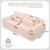 Flieks 2-Sitzer Sofa mit USB-Ladeanschluss & Seitentasche, hochfedernder Schaumstoff, Samt, Rosa Bild 4