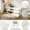 Kommode 128x30x68 cm Weiß mit 2 Schubladen, 1 Schrank, Hochglanz, Sitzfläche und offenem Schuhregal Bild 5