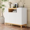 Merax Sideboard, Drei Türen, Geeignet für Wohn- und Esszimmer, Multifunktionales Aufbewahrungsmöbel, Weiß Bild 2