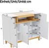 Merax Sideboard, Drei Türen, Geeignet für Wohn- und Esszimmer, Multifunktionales Aufbewahrungsmöbel, Weiß Bild 4